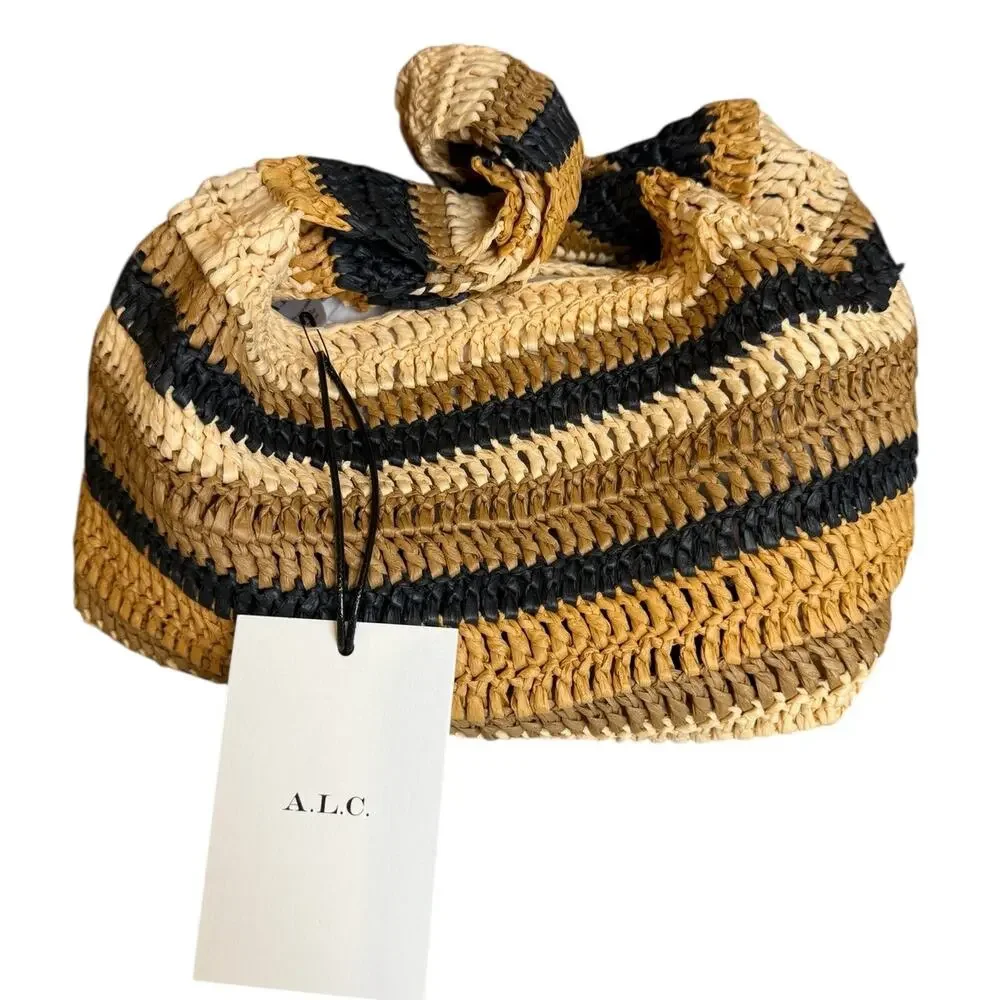 A.L.C. Raffia Striped Hobo Bag Multi Stripe
